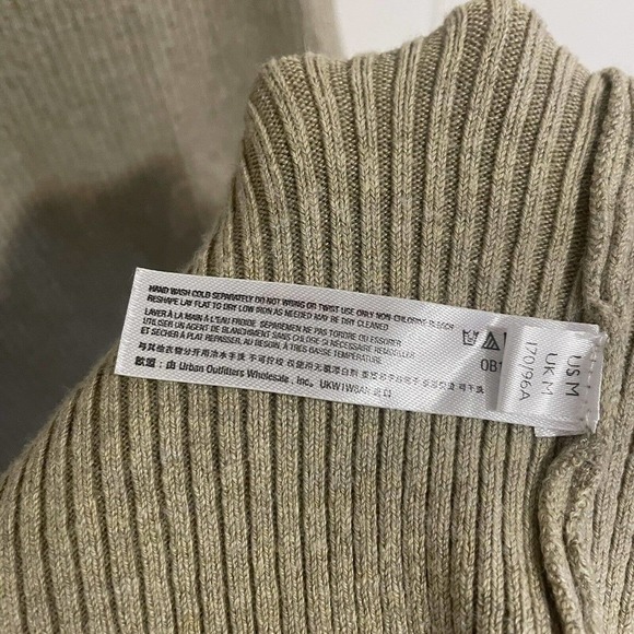 Free People Beach Daniela Ribbed Knit Midi Dress Size M Deep V Neck Beige Tan - Picture 13 of 13